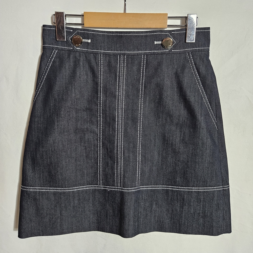 Karen Millen Dark Gray Mini Skirt with White Stitching